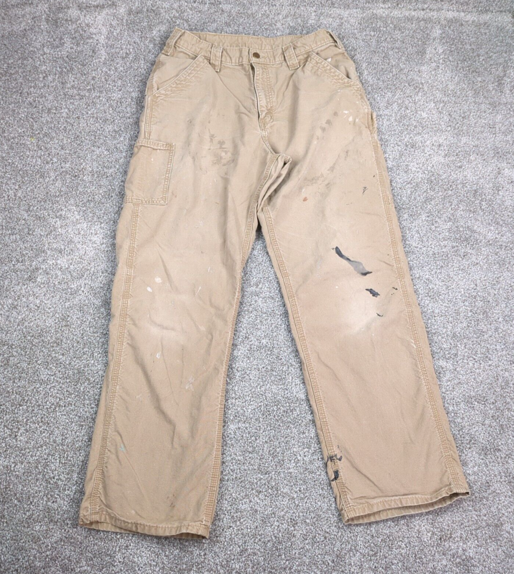 Carhartt Carpenter Pants Mens 33x32 Brown Dungaree Fit Distressed Thrashed B151